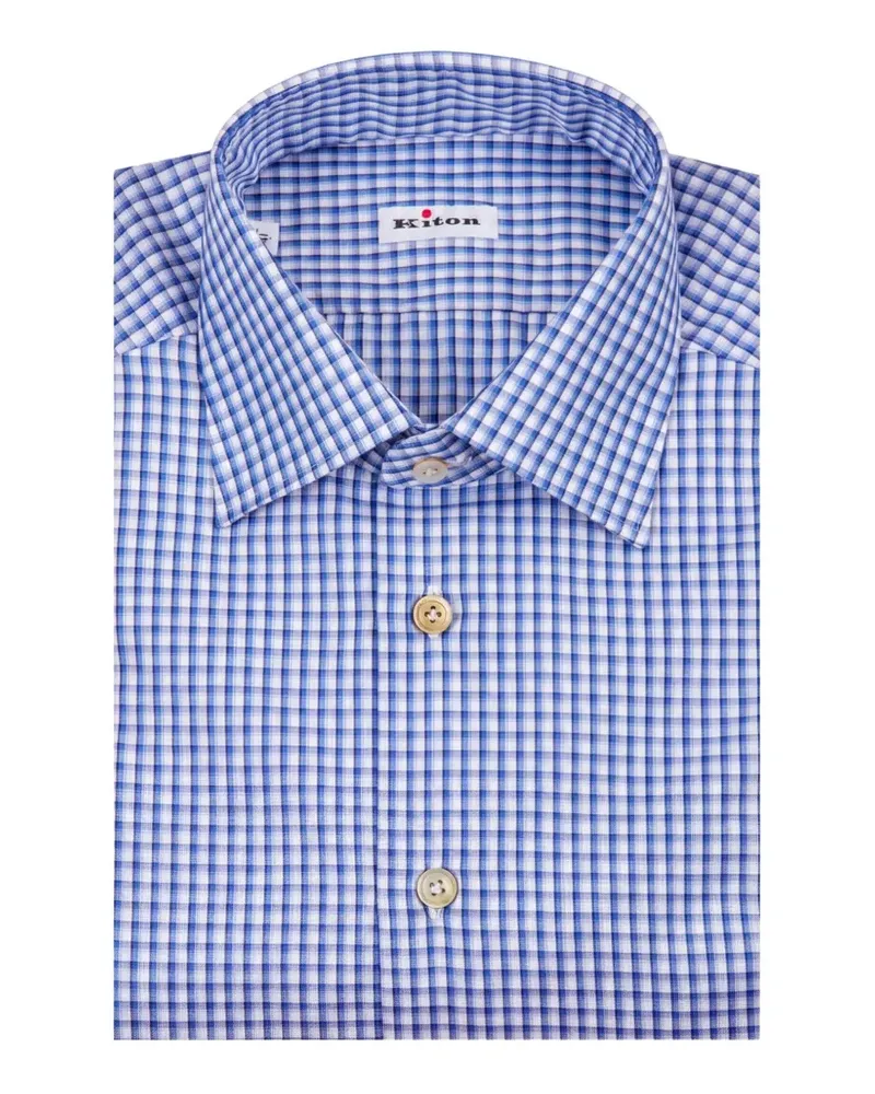 Kiton Hemd mit Vichy-Karo - Blau Blau