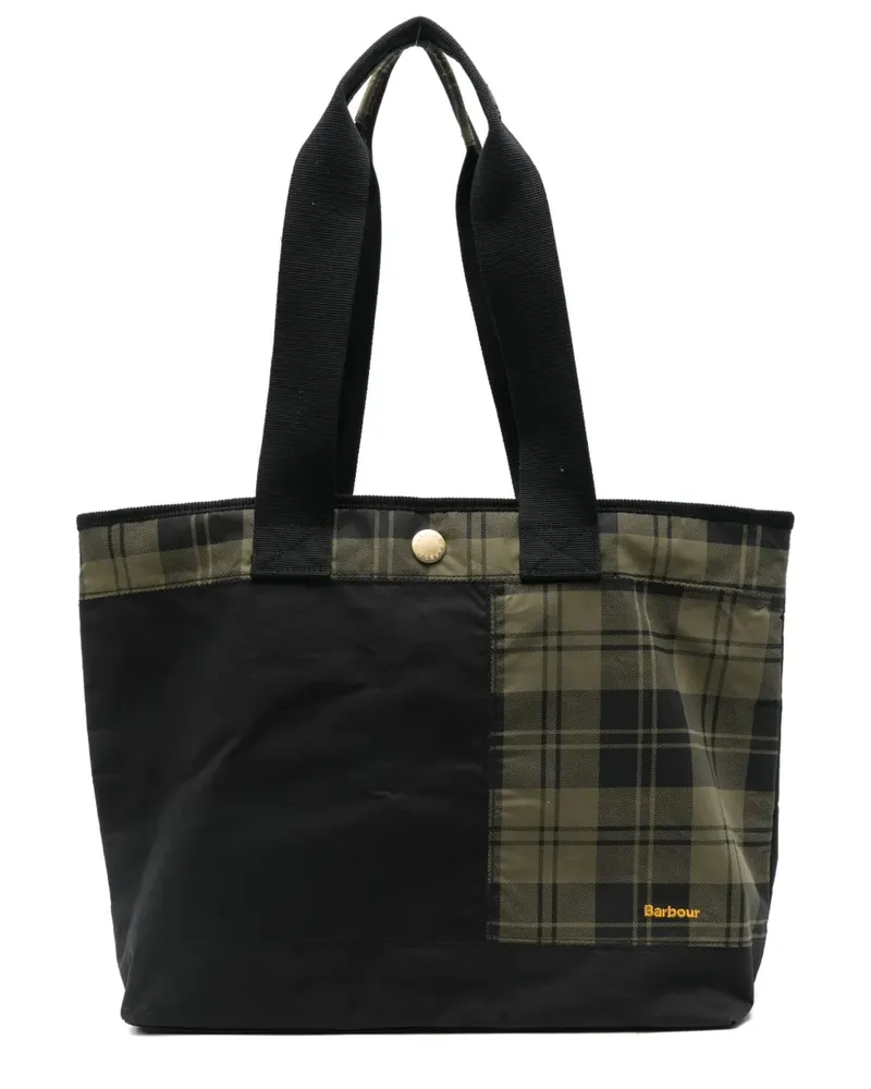 Barbour tartan-print panelled tote bag - Schwarz Schwarz