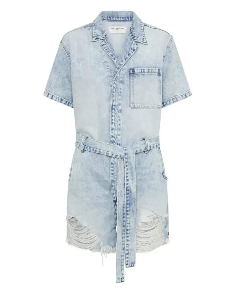 One Teaspoon frayed belted playsuits - Blau Blau