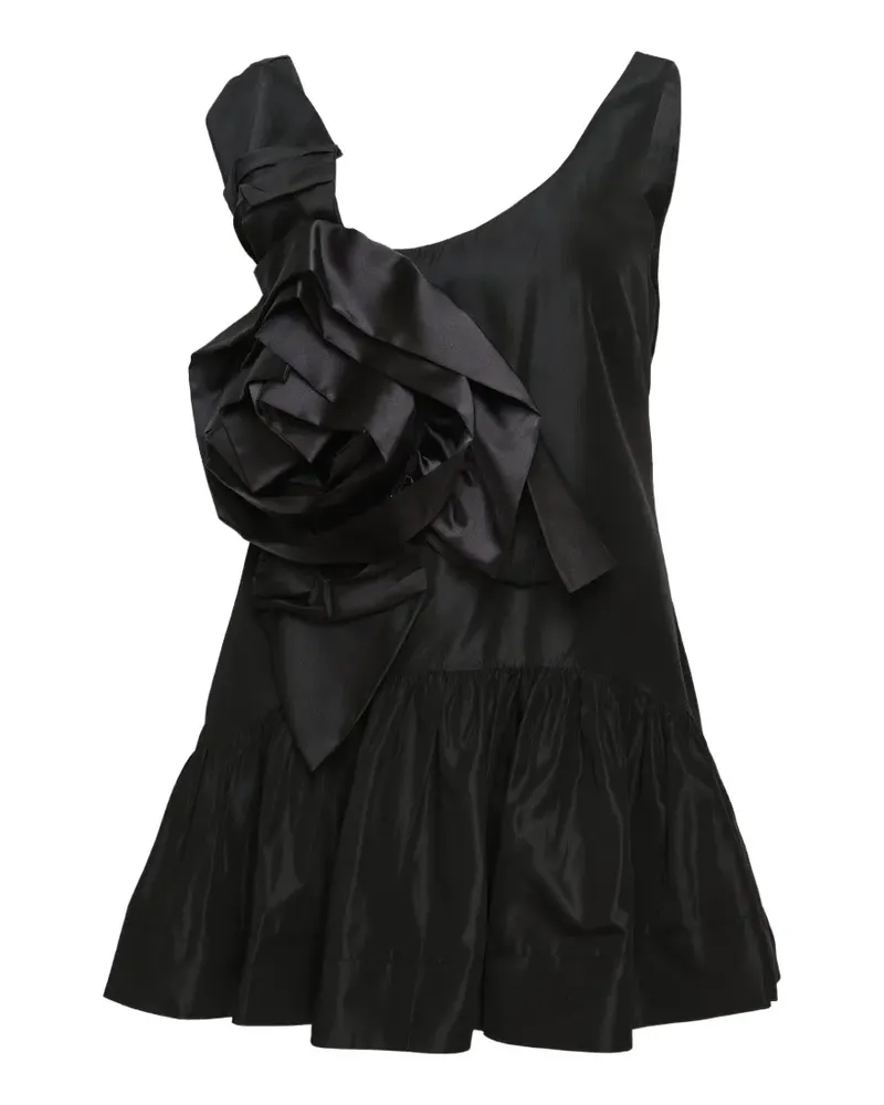 Simone Rocha rosette-embellished ruffled top - Schwarz Schwarz