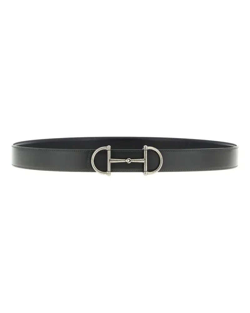 Gucci reversible Horsebit leather belt - Schwarz Schwarz