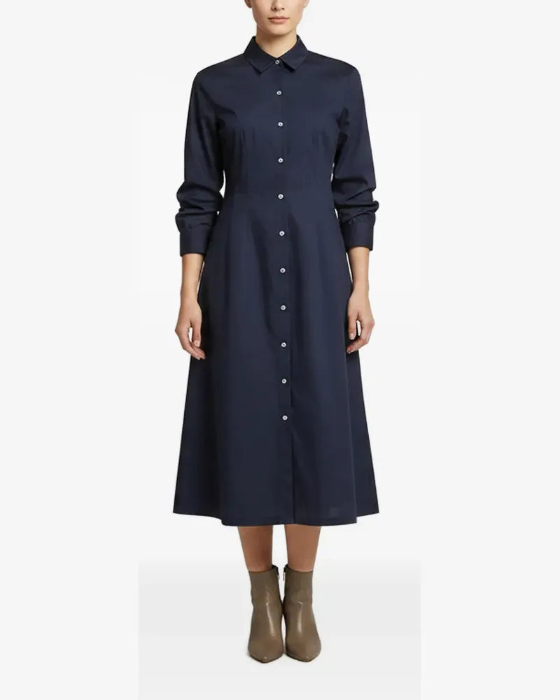Theory Midi-Hemdkleid mit Raffungen - Blau Blau