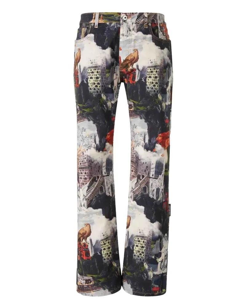 OFF-WHITE Schlagjeans mit Print - Nude Nude