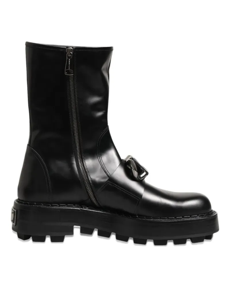 Dolce & Gabbana Bikerstiefel mit DG-Logo - Schwarz Schwarz