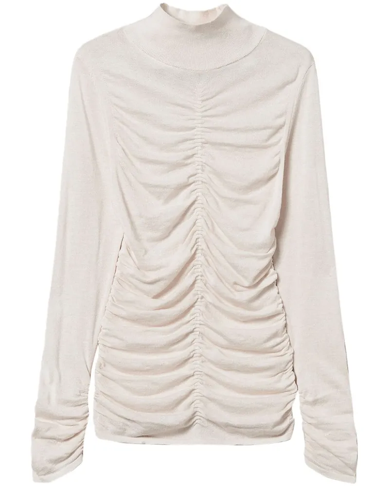 Twin-Set Geraffter Pullover mit Stehkragen - Nude Nude