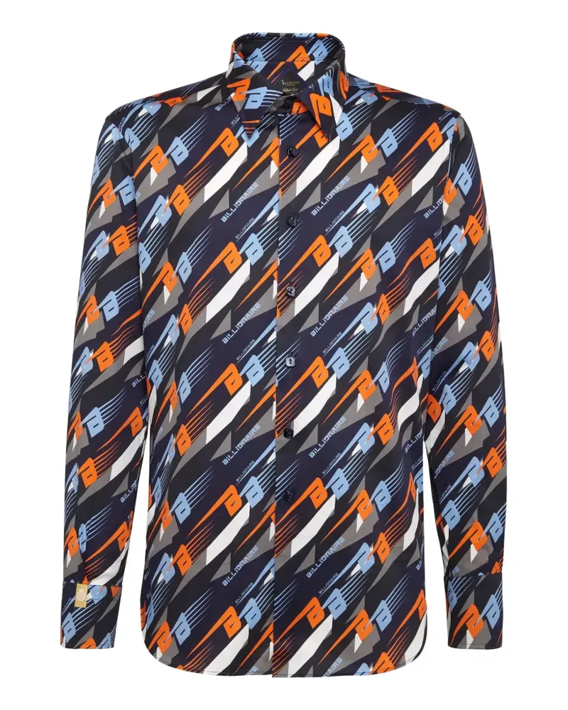 Billionaire Milano Cars Racing patterned shirt - Blau Blau