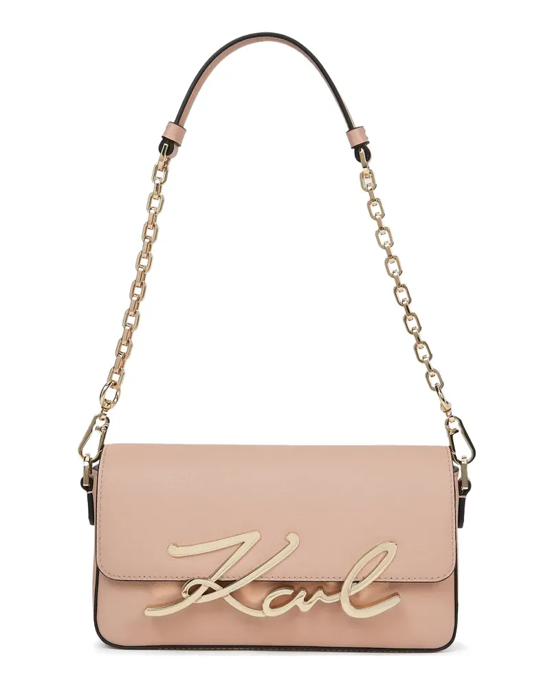 Karl Lagerfeld small K/Signature chain leather shoulder bag - Rosa Rosa