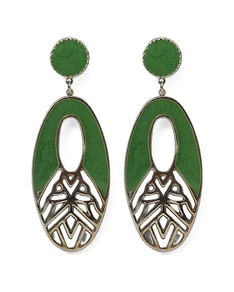 Madison enamel-detail geometric-cutout earrings - Gold Gold