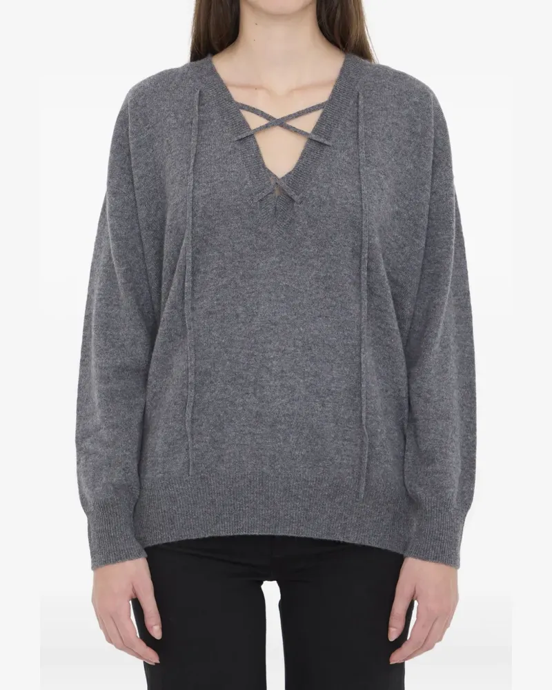 Lisa Yang Erna tie-neck ribbed sweater - Grau Grau