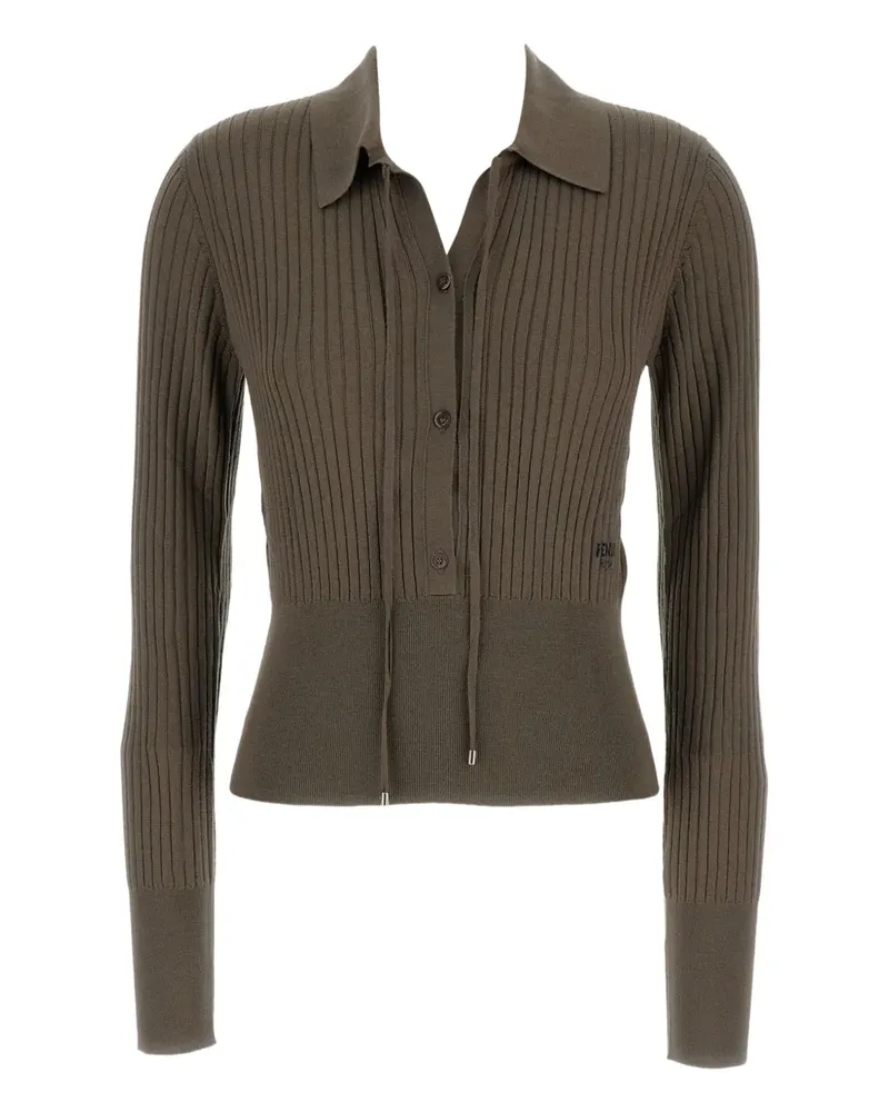 Fendi Gerippter Strick mit Stickerei - Braun Braun