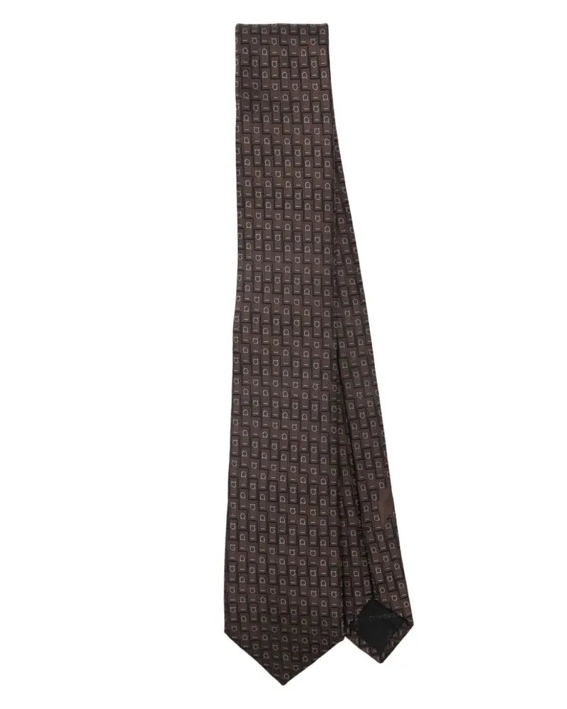 Ferragamo Krawatte aus Gancini-Jacquard - Braun Braun