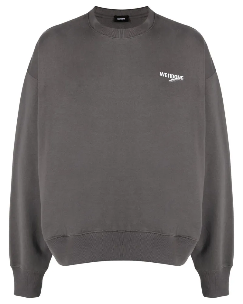 WE 11 DONE Sweatshirt mit Logo-Print Grau