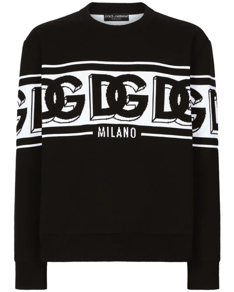 Dolce & Gabbana Intarsien-Pullover mit rundem Ausschnitt - Schwarz Schwarz