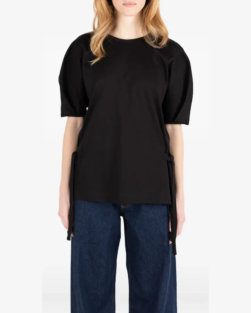 Société Anonyme tie-detail puff-sleeve top - Schwarz Schwarz