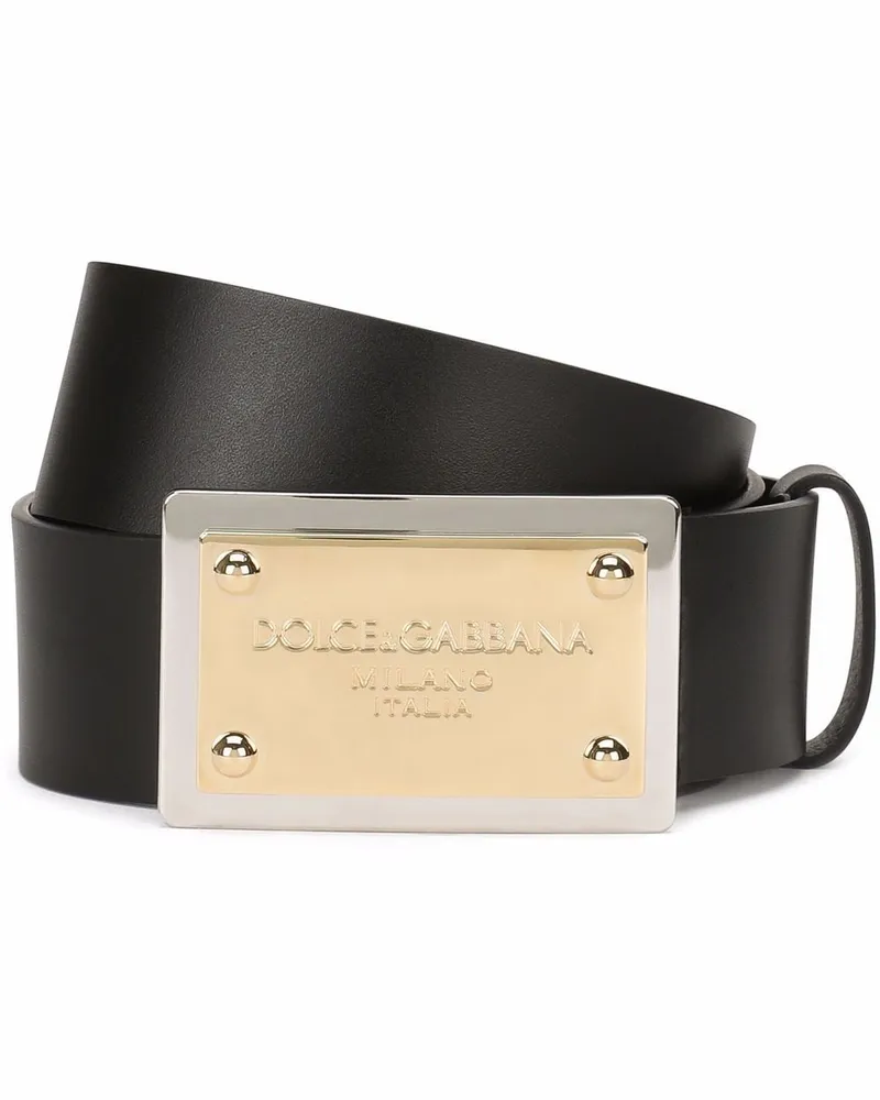 Dolce & Gabbana Ledergürtel mit Logo-Schnalle - Schwarz Schwarz