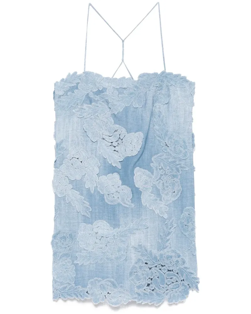 Ermanno Scervino Minikleid mit Blumenapplikation - Blau Blau
