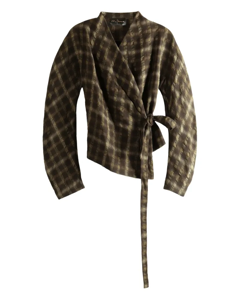 Cortana Karierte Jacke mit Schnürung - Braun Braun