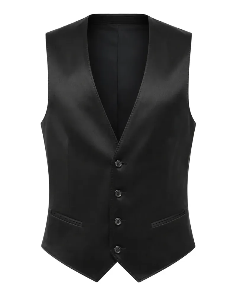 Corneliani satin-finish single-breasted waistcoat - Schwarz Schwarz