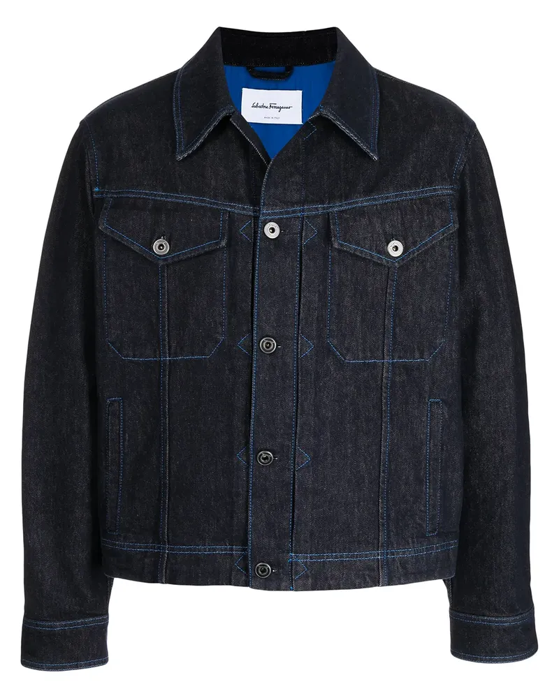 Ferragamo Jeansjacke mit Kontrastnähten - Blau Blau