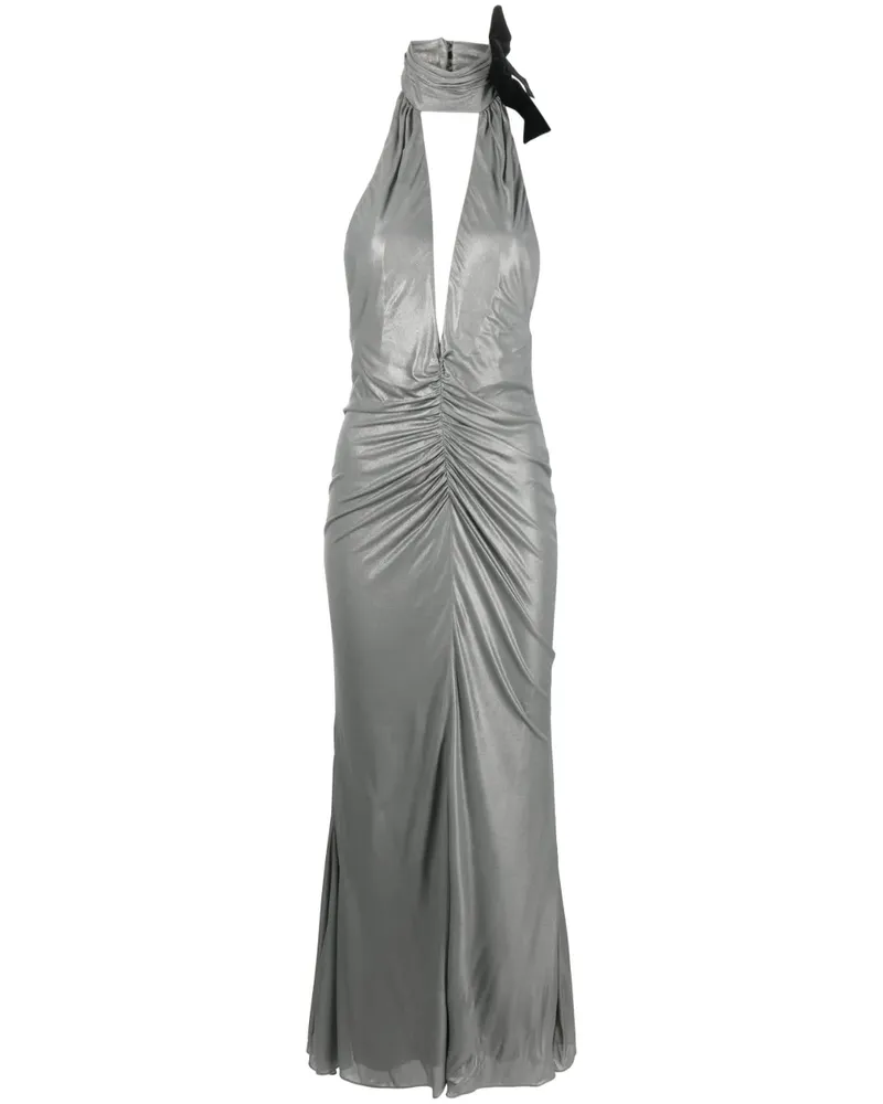 Alessandra Rich Neckholder-Abendkleid mit offenem Rücken - Silber Silber
