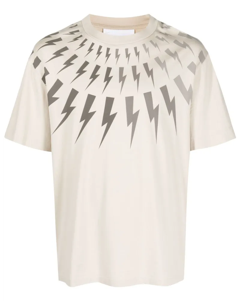 Neil Barrett T-Shirt mit Blitz-Print Nude