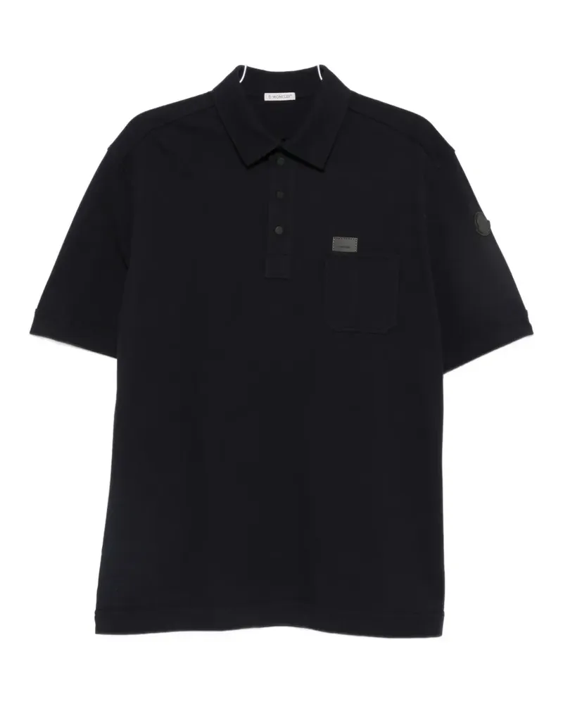 Moncler logo-patch chest-pocket polo shirt - Blau Blau