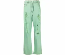 Jeans in Distressed-Optik - Grün