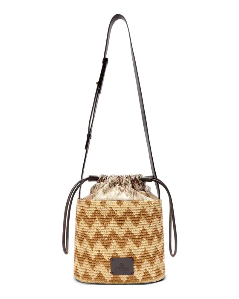 Missoni zigzag-woven bucket bag - Nude Nude