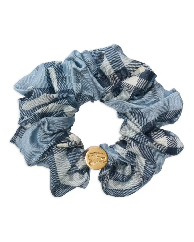 Burberry Karierter Haargummi aus Seide - Blau Blau