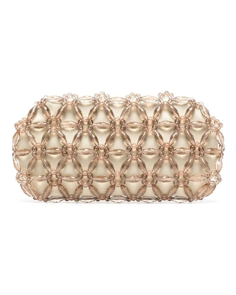 0711 Clutch mit Perlen - Braun Braun