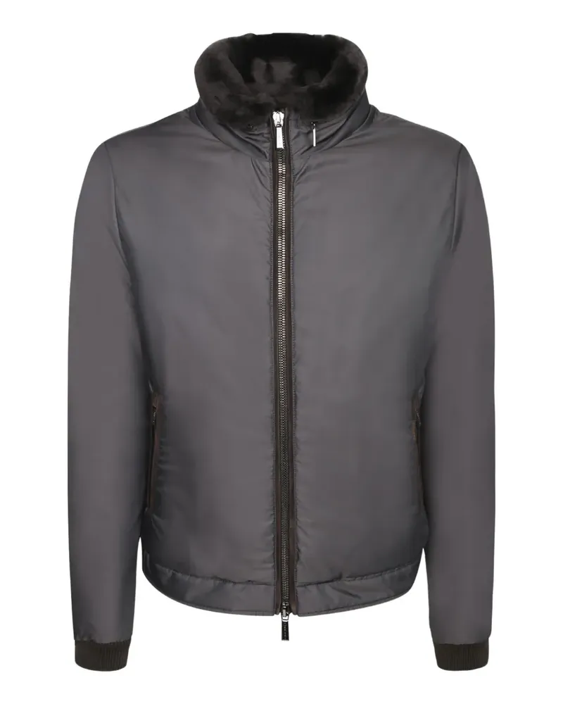 MOORER Lederjacke mit Futter aus Shearling - Grau Grau