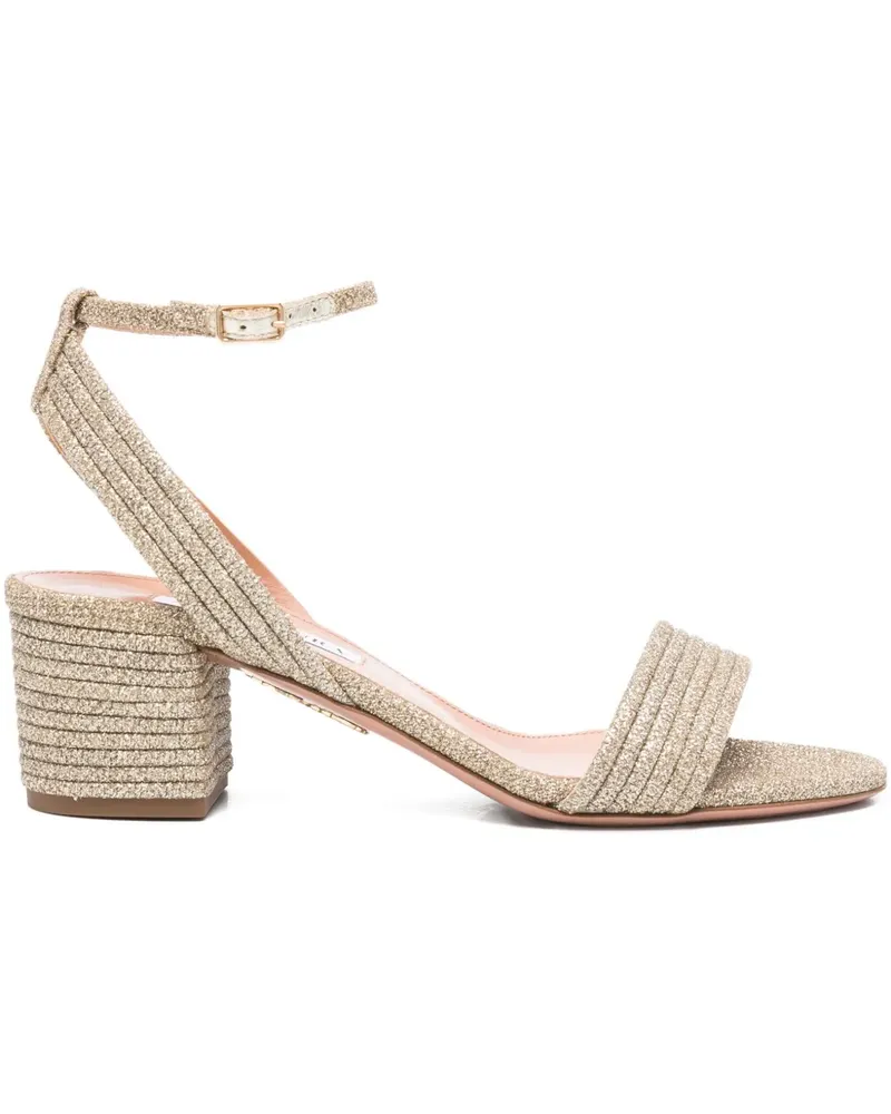 Aquazzura Sundance Sandalen mit Blockabsatz im Glitter-Look 55mm - Gold Gold