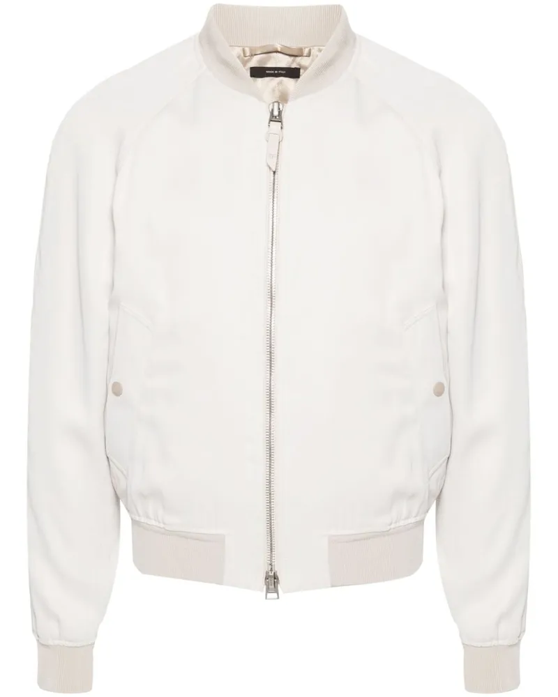 Tom Ford Bomberjacke mit Lederbesatz - Nude Nude