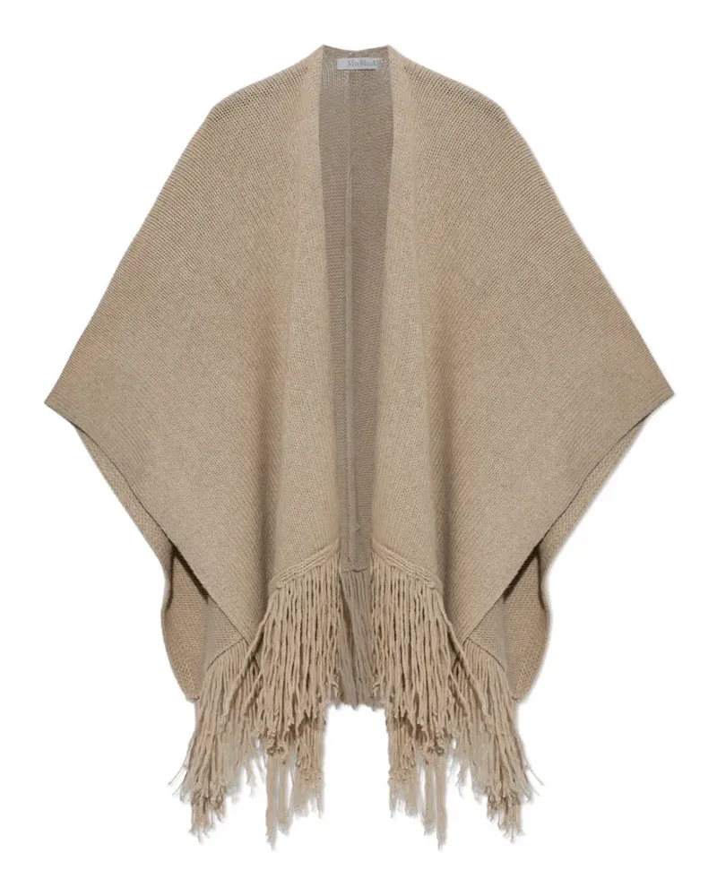 Max Mara fringe-trim knit poncho - Nude Nude