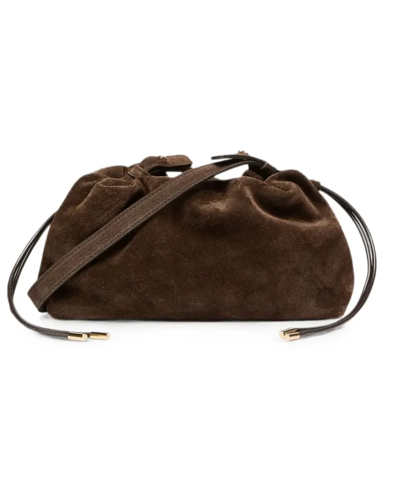 MARELLA ruched-detail suede clutch bag - Braun Braun