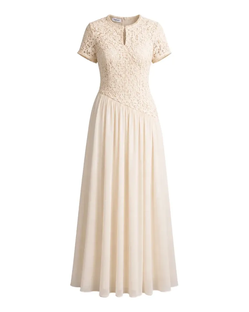 Baruni Zaina guipure lace-bodice pleated maxi dress - Weiß Weiß