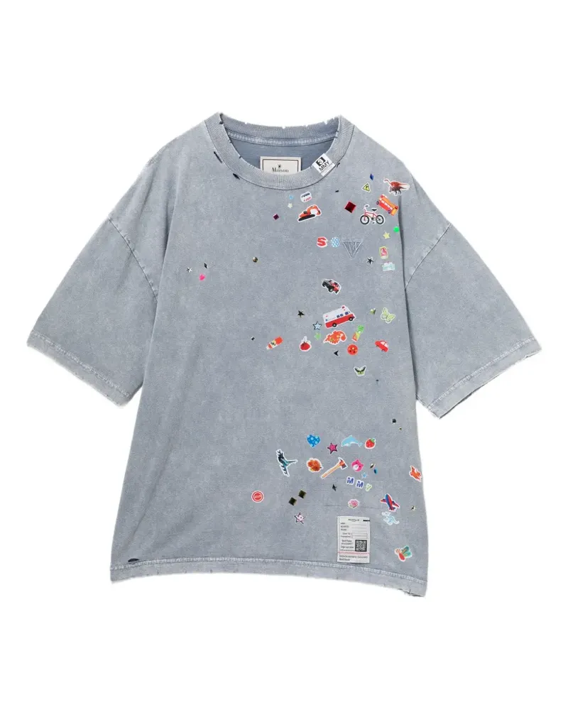 MIHARAYASUHIRO Bleach-T-Shirt mit Kid-Sticker-Print - Grau Grau