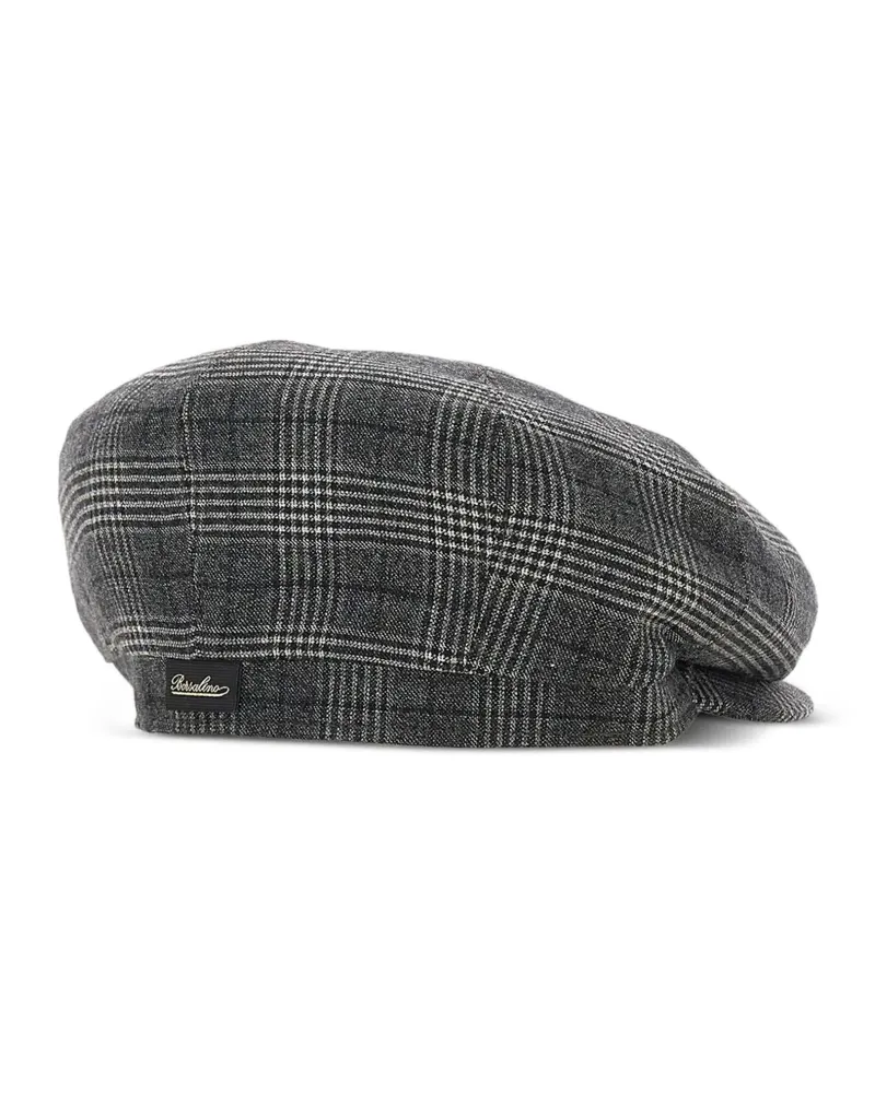 Borsalino Baskenmütze mit Karomuster - Grau Grau