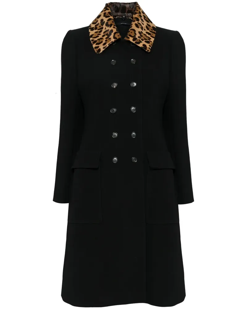 Gucci Mantel mit Leoparden-Kragen - Schwarz Schwarz