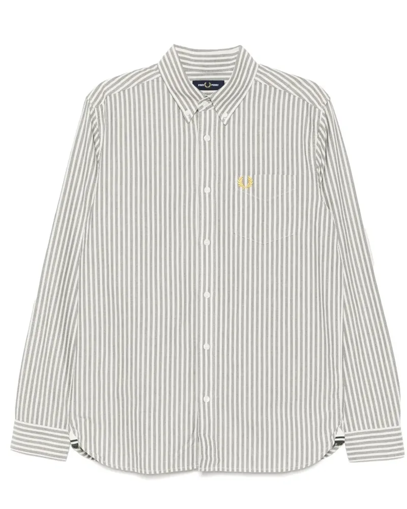 Fred Perry Gestreiftes Hemd - Grün Grün