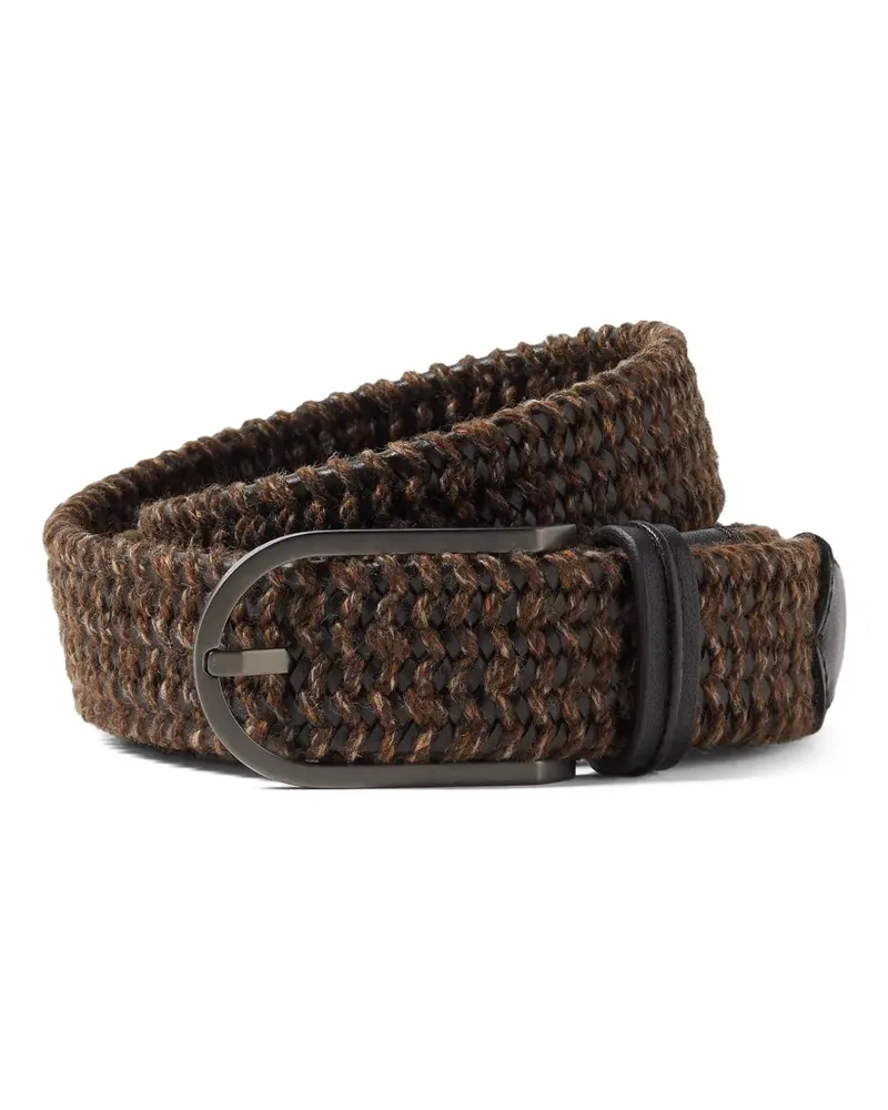 Ermenegildo Zegna Gürtel aus dunkelbraunem Leder- und Wollgemisch Braun