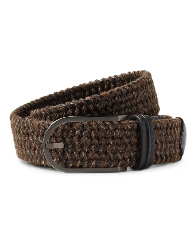 Ermenegildo Zegna Gürtel aus dunkelbraunem Leder- und Wollgemisch Braun