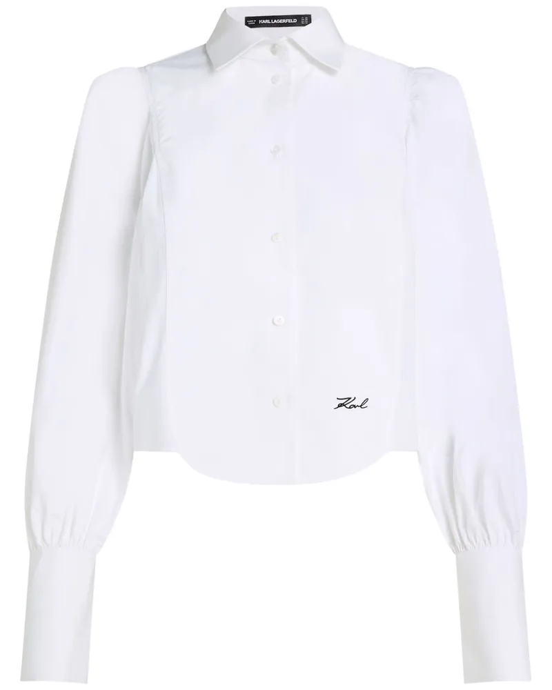 Karl Lagerfeld Hemd mit Logo-Stickerei - Weiß Weiß