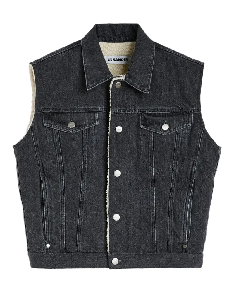 Jil Sander Jeansweste mit Fleece-Futter - Grau Grau