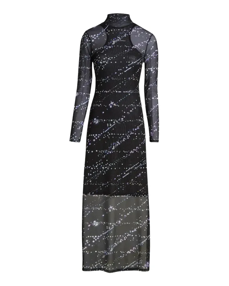 Karl Lagerfeld Maxikleid mit Mesh-Print - Schwarz Schwarz