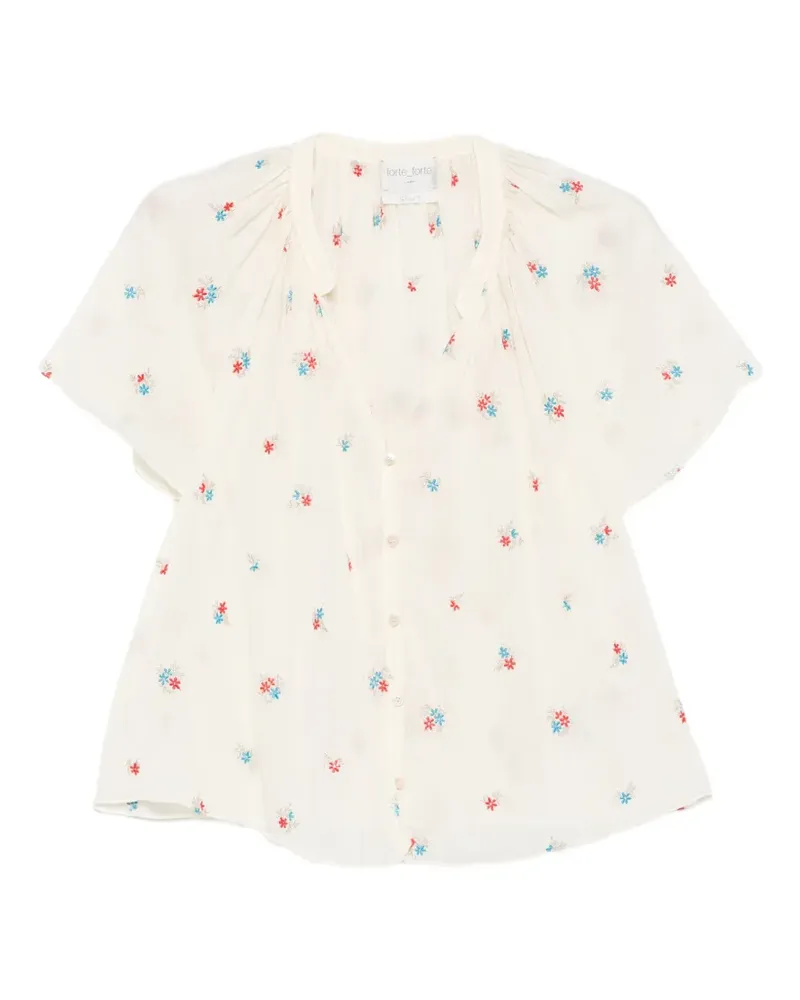 forte_forte Petites Fleurs gathered blouse - Nude Nude