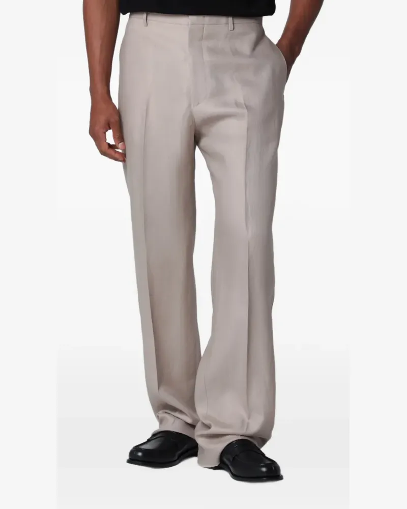 Tagliatore linen tailored trousers - Nude Nude