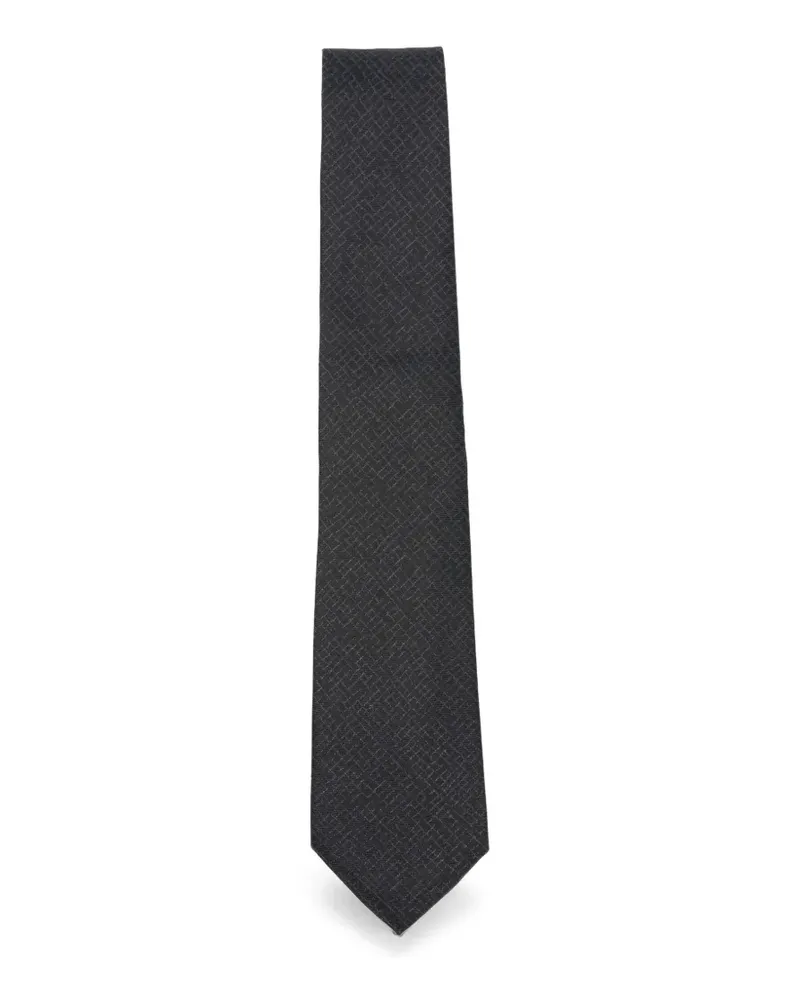 Canali Geometrisch gemusterte Seidenkrawatte - Schwarz Schwarz