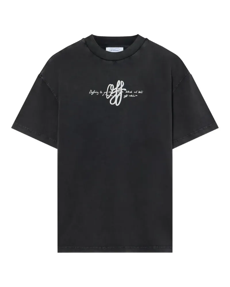 OFF-WHITE Stroke T-Shirt mit Logo-Print - Schwarz Schwarz