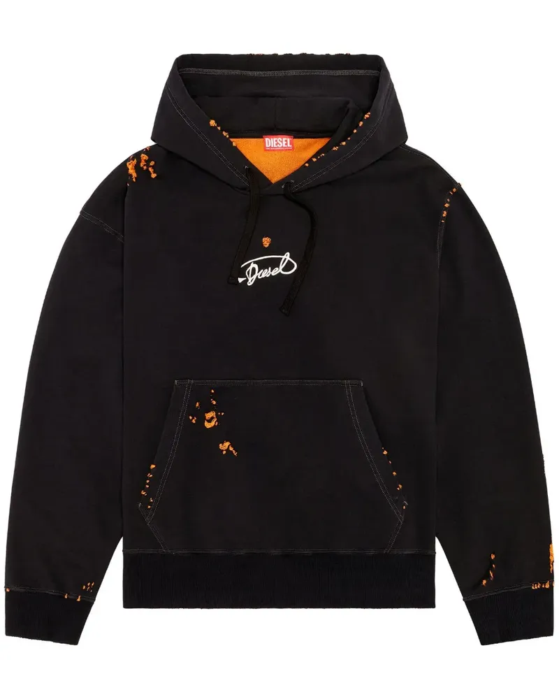 Diesel S-Macs Hoodie mit Logo-Print - Schwarz Schwarz